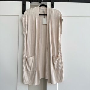 NWT Barefoot Dreams CozyChic ultra lite ribbed vest almond Sleeveless Sweater